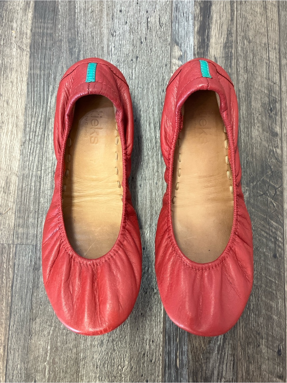 Tieks Red Leather Ballet Flats Shoes Size 7